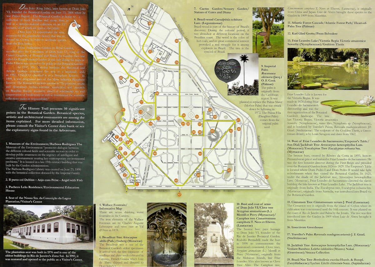 karta över botaniska trädgården i Rio de Janeiro