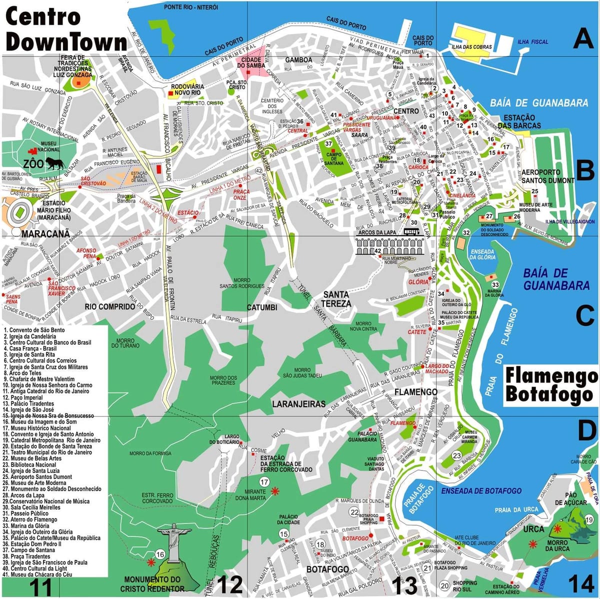 karta över dowtown Rio de Janeiro