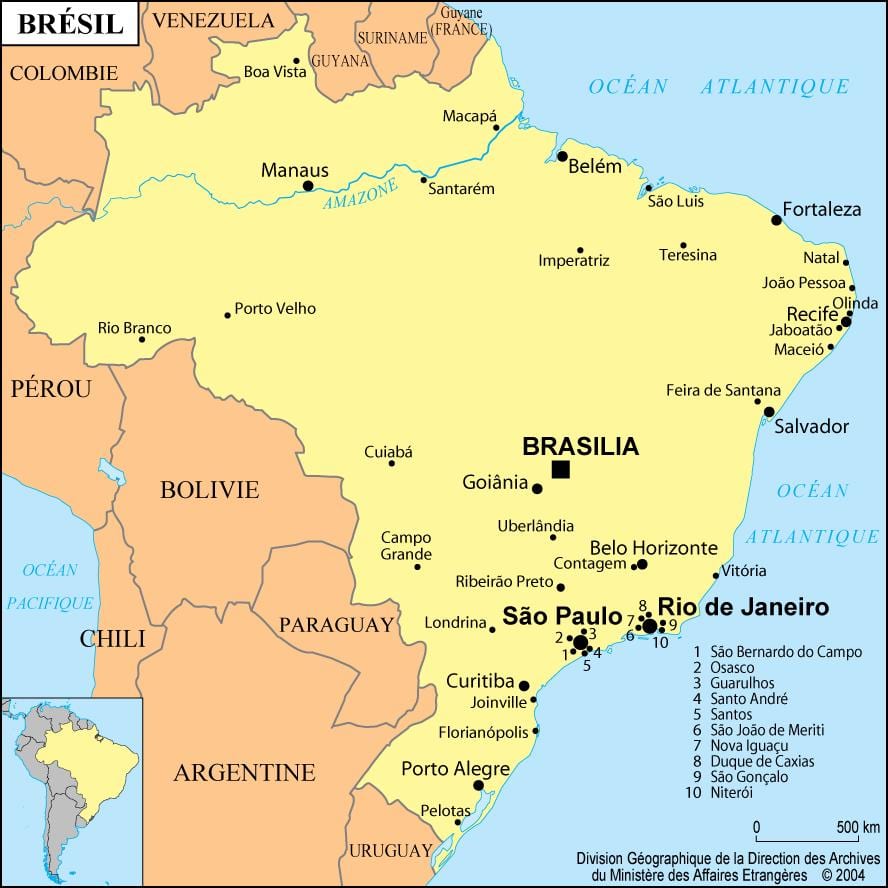 karta över brasilien visar Rio de Janeiro