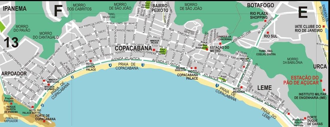 copacabana Rio de Janeiro karta
