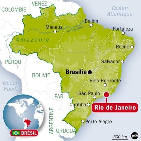 karta över brasilien och Rio de Janeiro