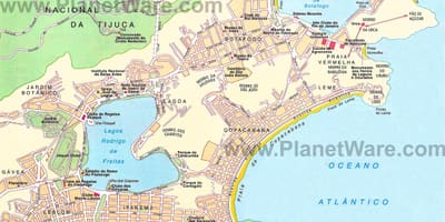 Karta över stränderna i Rio de Janeiro