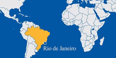 Världskarta som visar Rio de Janeiro